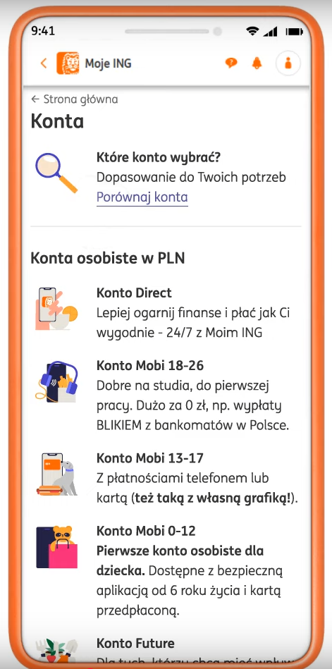 Wybierz Konto Mobi dopasowane do wieku Wybierz Konto Mobi dopasowane do wieku